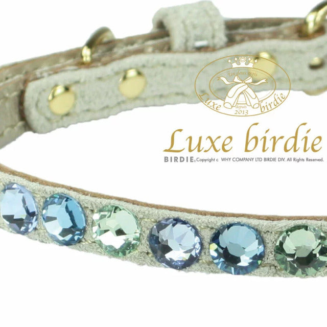 リュクスバーディ Luxe birdie グランマルチカラー(BEIGE×AQUA)【猫 小型犬 ペット カラー 首輪 ラグジュアリー セレブ】
