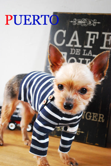 プエルト PUERTO ボタンカットソー(GY)【小型犬 犬服 ウエア トップス Tシャツ カットソー セレブ 】
