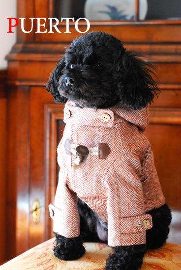 プエルト PUERTO オレンジダッフルコート【小型犬 犬服 ウエア アウター 上着 コート セレブ 】