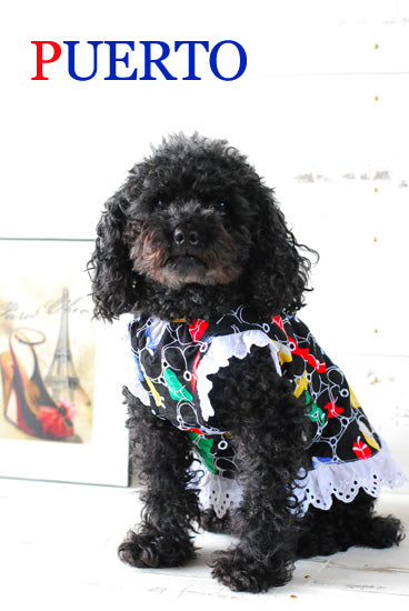 プエルト PUERTO カラフル刺繍ガーデンワンピ【小型犬 犬服 ウエア ワンピース ドレス セレブ 】