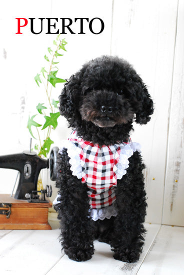 プエルト PUERTO ギンガムガーデンワンピ(トリコ)【小型犬 犬服 ウエア ワンピース ドレス セレブ 】
