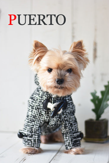 プエルト PUERTO イタリアン ツイードダッフルコート【小型犬 犬服 ウエア アウター 上着 コート セレブ 】