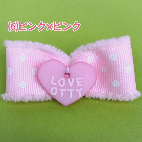 オッティ Otty ドット柄・リボンバレッタ【小型犬 バレッタ ヘアピン ヘアーアクセサリー】