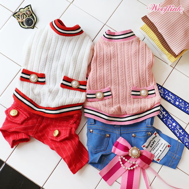 ウーフリンク WOOFLINK PREPPY CARDIGAN【小型犬 犬服 ウエア カーディガン セーター ニット セレブ】