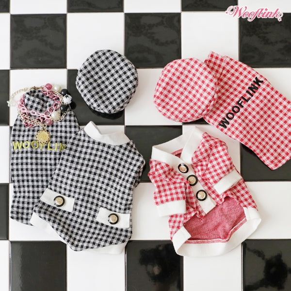 ウーフリンク WOOFLINK PREPPY GINGHAM BERET【小型犬 犬服 ウエア 帽子 セレブ】