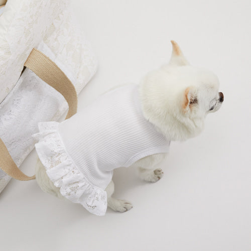 ルイスドッグ louisdog White Tank Top/Crochet【小型犬 犬服 ウエア トップス タンク セレブ】