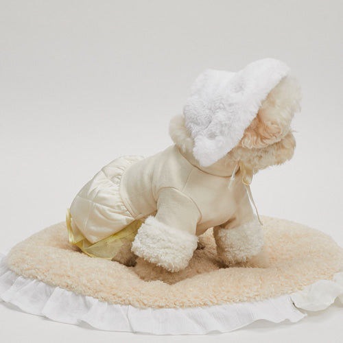 ルイスドッグ louisdog Polar Fur Bonnet/Blanc【小型犬 犬服 ウエア 帽子 セレブ】 送料無料
