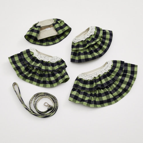 ルイスドッグ louisdog Evergreen Check Harness Set【小型犬 犬用 セレブ リード ハーネス 胴輪】