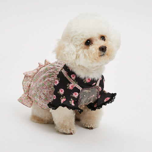 ルイスドッグ louisdog Floral Flared T-Shirt【小型犬 犬服 ウエア トップス Tシャツ カットソー セレブ】