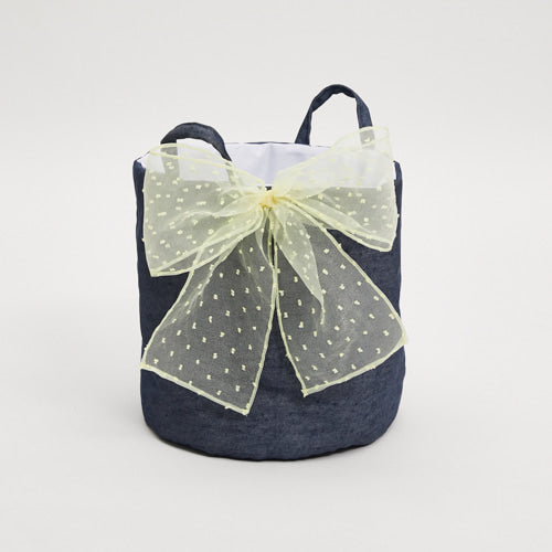 ルイスドッグ louisdog Big Bow Toy Basket/Navy Linen【小型犬 おもちゃ箱 トイバスケット インテリアグ –  TIARA PETS