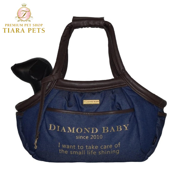 Diamond Baby Marshmallow Easy Carry Bag Denim Logo Print [Small Dog Carry  Bag Celebrity]