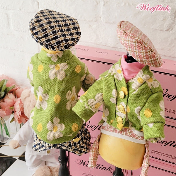 ウーフリンク WOOFLINK FLOWER CARDIGAN【小型犬 犬服 ウエア トップス ニット カーディガン セレブ】