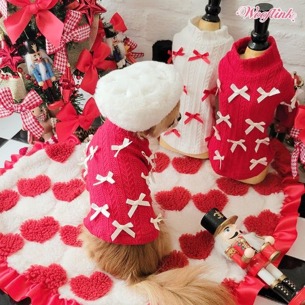 ウーフリンク WOOFLINK CUTE LITTLE BOWS TURTLENECK【小型犬 犬服 ウエア トップス ニット セーター セレブ】