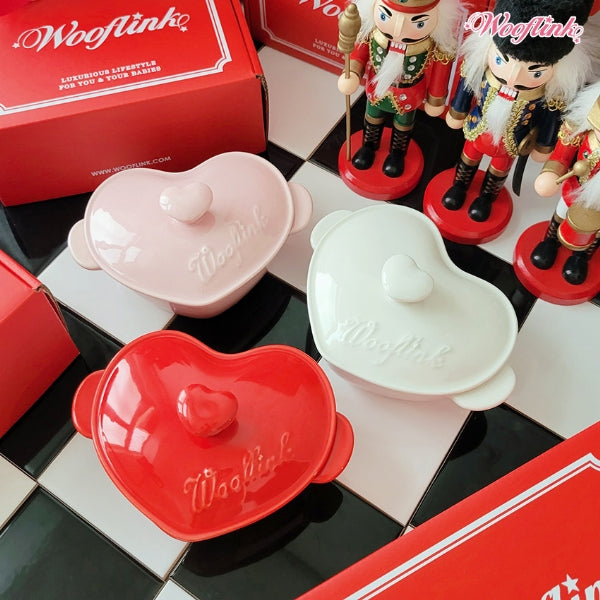 ウーフリンク WOOFLINK HEART BOWL WITH LID【小型犬 食器 ダイニンググッズ フードボウル セレブ】