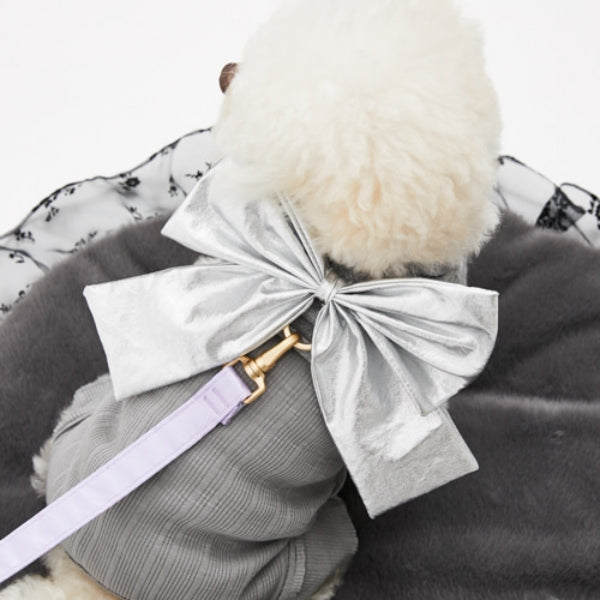 ルイスドッグ louisdog Sensible Grey Big Bow Harness Set【小型犬 犬用 セレブ リード ハーネス 胴輪】