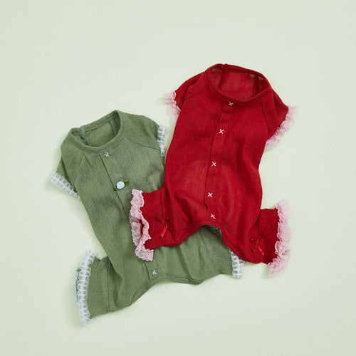 ルイスドッグ louisdog Playful Tracksuits/Deep Green【小型犬 犬服 ジャンプスーツ オールインワン セレブ】