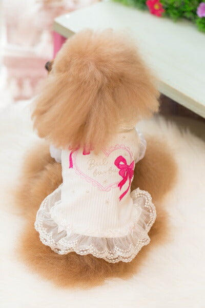 ブルブブBULBU-BUハートリボンフリルハイネックTee【小型犬犬服トップスTシャツハイネックセレブ】