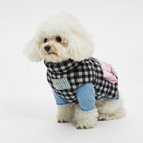 ルイスドッグ louisdog Black Gingham Padded Vest【小型犬 犬服 アウター ジャケット ベスト セレブ】