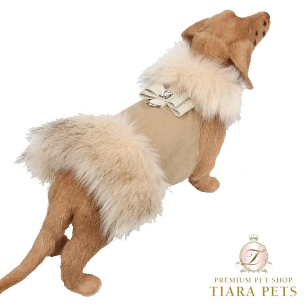 スーザンランシー Susan Lanci DESIGNS Doe Big Bow Ivory Fox Fur Coat 受注生産【小型犬 犬用 ハーネス コート セレブ】