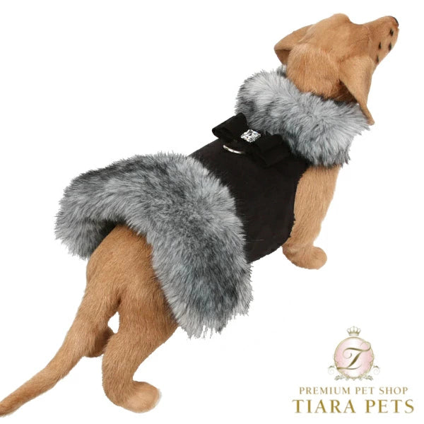 スーザンランシー Susan Lanci DESIGNS Big Bow Black Tip Silver Fox Fur Coat 受注生産【小型犬 犬用 ハーネス コート セレブ】