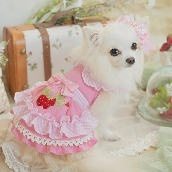 きゃんナナ CanNana ギンガムフリル姫リボン LB-304【小型犬 アクセサリー バレット リボン ヘアーアクセサリー】