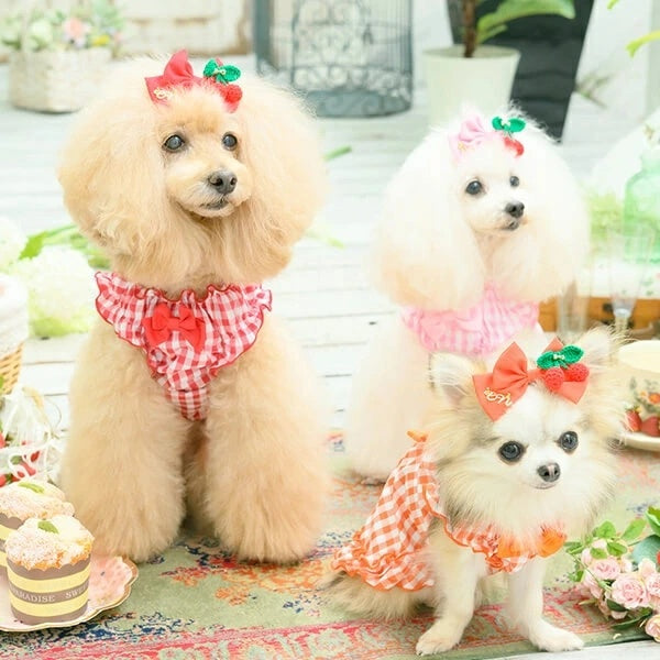 きゃんナナ CanNana 編みぐるみさくらんぼバレッタ LB-303【小型犬 アクセサリー バレット リボン ヘアーアクセサリー】
