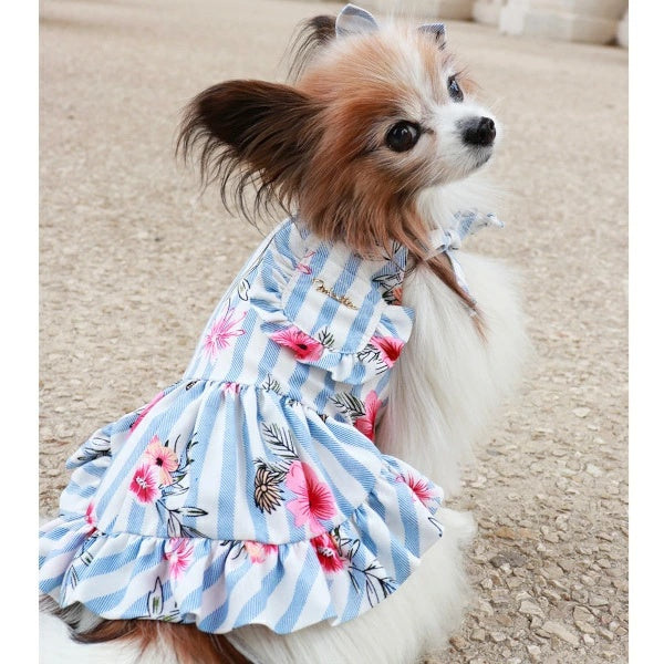 ミムット mimtto Floral striped dress【小型犬 犬用 ワンピース ドレス セレブ】