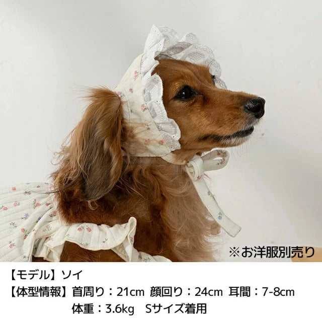 アントゥトゥ Un TouTou 小花柄レース帽子【小型犬 犬服 犬用 アクセサリー 帽子 グッズ セレブ】