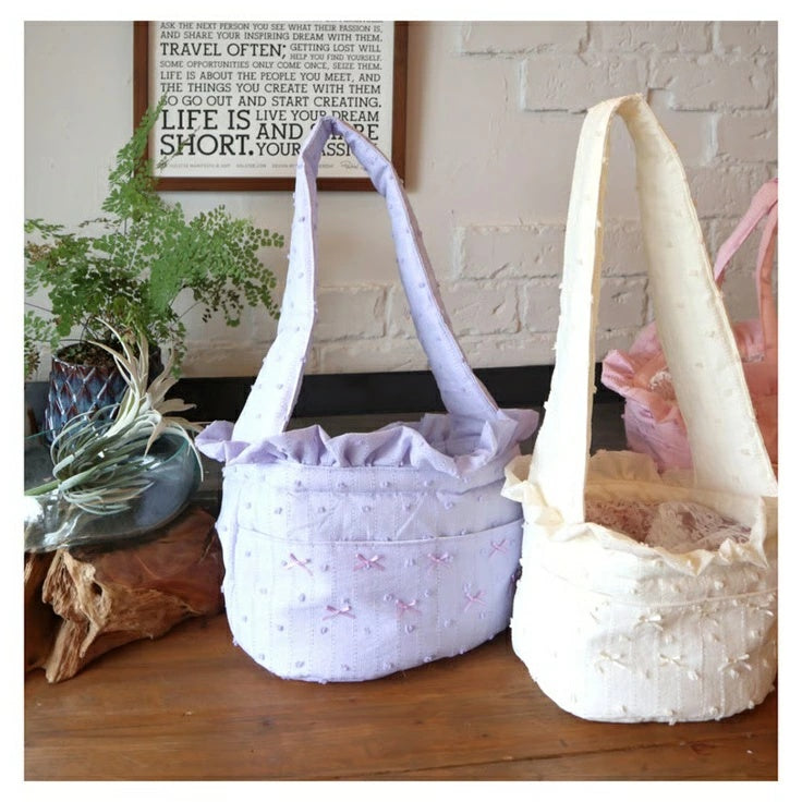 ルル・ドヌフ LouLou29 ドット刺繍miniリボン スリングBAG【小型犬 犬用 ベッド スリングバッグ カバン セレブ】