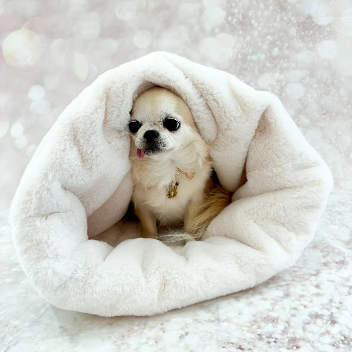 フォーペッツオンリー For Pets Only TopoMio Monogram Sleeping Bed Ivory【犬用 ベッド セレブ】