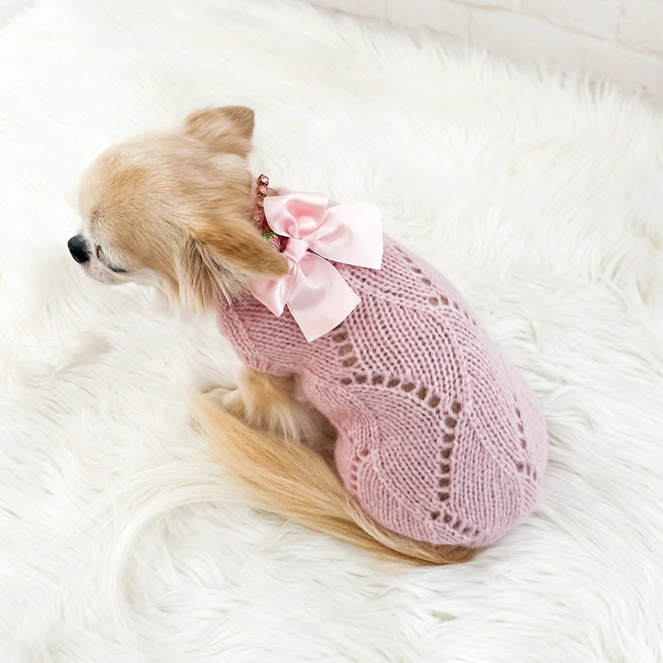 フォーペッツオンリー For Pets Only Les B?b?s Pull Pink【小型犬用 犬服 トップス ニット セーター セレブ】