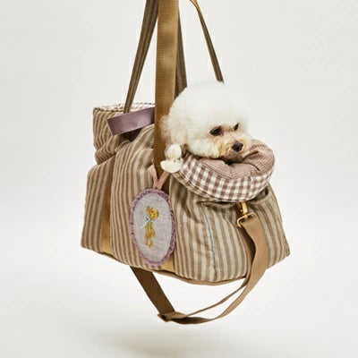 ルイスドッグ louisdog Khaki Stripes 5. Bag【小型犬 犬用 キャリーバッグ セレブ】
