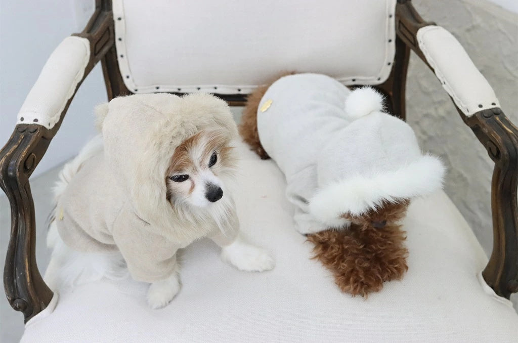 ミムット mimtto Fur lined hoodie【小型犬 犬服 アウター フーディ パーカー セレブ】