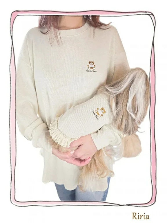 サーカスサーカス circus circus Toy Bear Glitter Waffle Owner's Long T(CCZ-0067)【小型犬 オーナー用 ママ用 ウエア トップス ロングTシャツ】