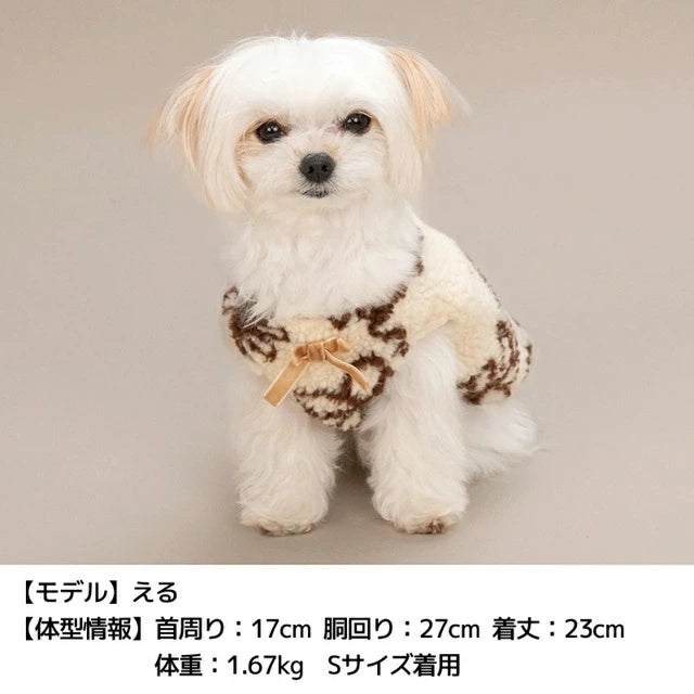ティノティート TINOTITO 背開き花柄ボアベスト【小型犬 犬服 ドッグウェア アウター ベスト ジャケット】