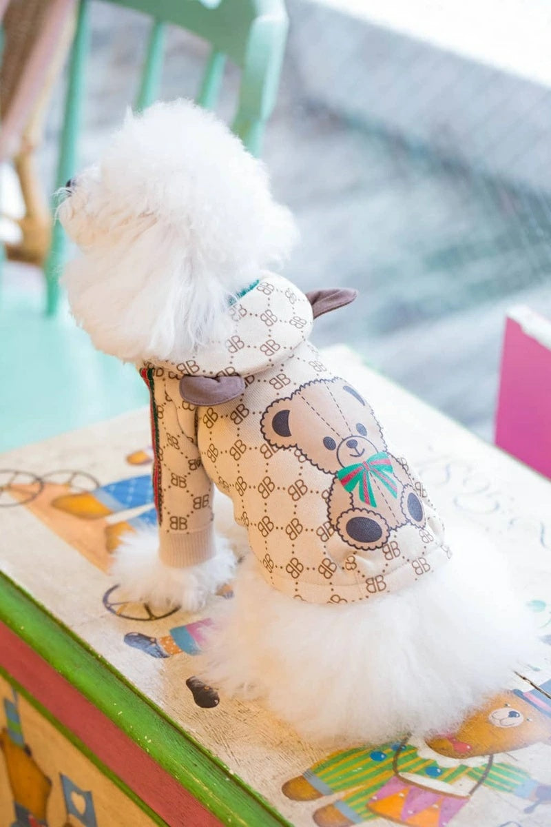 ブルブブ BUL BU-BU モノグラム くまちゃん前あきP/K【小型犬 犬服 トップス アウター パーカー フード セレブ】