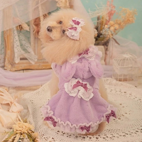 きゃんナナ CanNana 冬うさぎファーワンピース 1173【小型犬 犬服 ワンピース ドレス スカート】