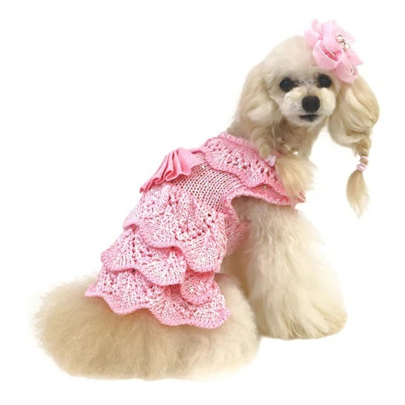 リュクスバーディ Luxe birdie アリエルニットワンピース【小型犬 犬服 ワンピース ドレス スカート セレブ】