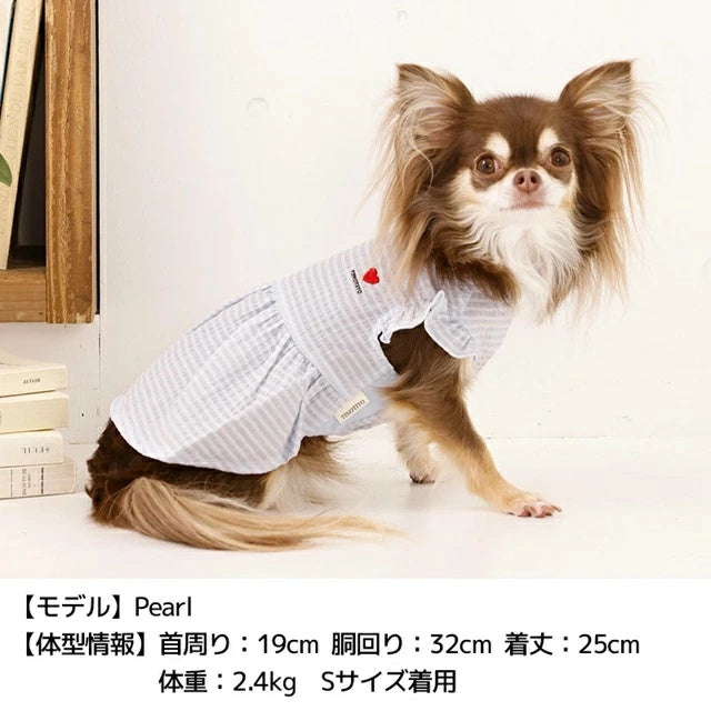 ティノティート TINOTITO 透かしフリル袖ワンピ【小型犬 犬服 ドッグウェア ワンピース スカート ドレス】