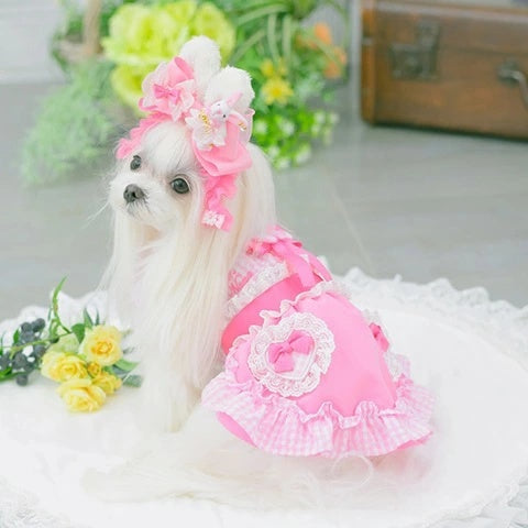 きゃんナナ CanNana ★ご予約★ ハートギンガムワンピース 1177【小型犬 犬服 ドッグウェア ワンピース ドレス スカート】