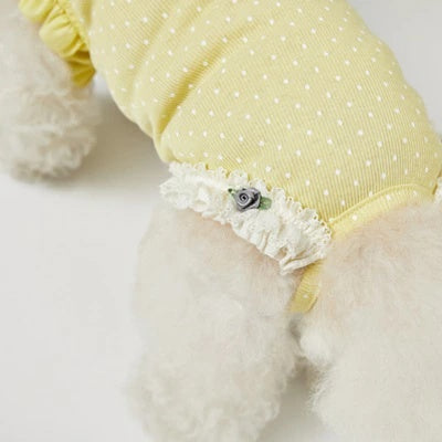 ルイスドッグ louisdog Sunday Square Romper/Butter Yellow【小型犬 犬用 ドッグウエア ウエア ロンパース セレブ】