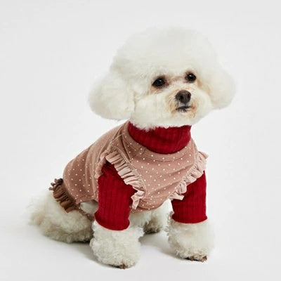 ルイスドッグ louisdog Sunday Square Romper/Brick Rose【小型犬 犬用 ドッグウエア ウエア ロンパース セレブ】