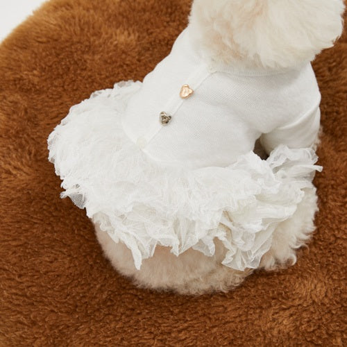ルイスドッグ louisdog Pearl TUTU/White【小型犬 犬服 ドッグウエア トップス ニット カーディガン セレブ】
