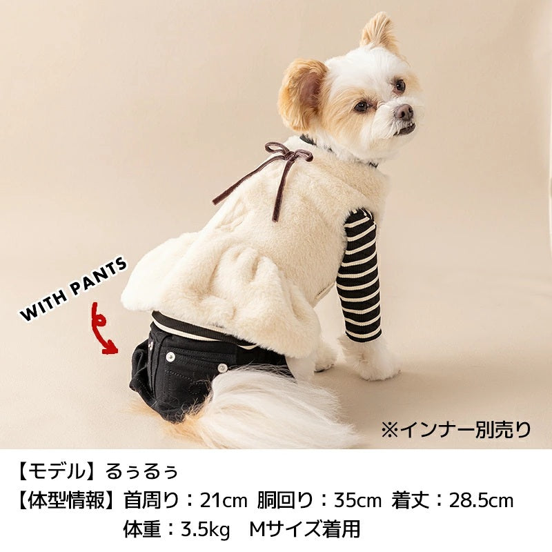 ティノティート TINOTITO リボン付きボアアウター ☆10月下旬順次発送☆【小型犬 犬服 ドッグウェア アウター コート】