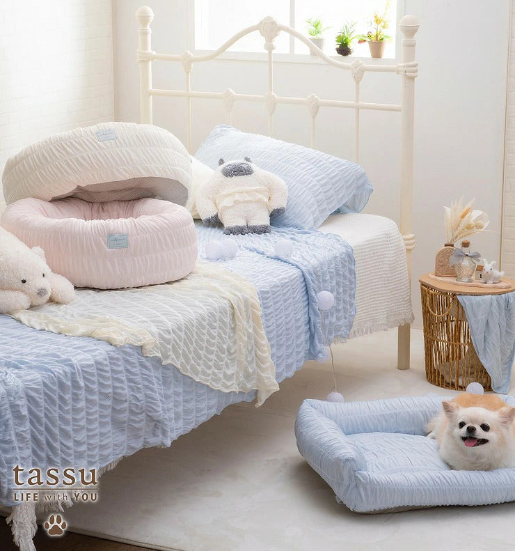 tassu タッス yukigokochi ゆきごこち スクエアベッド L 58×44×18cm 犬 猫 ペットベッド ひんやり 接触冷感 夏用 滑り止め付き