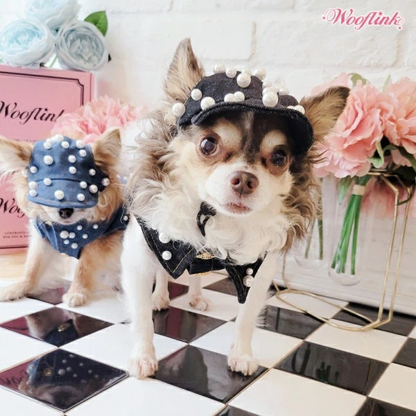ウーフリンク WOOFLINK MY PEARL DENIM VEST【犬服 小型犬 ウエア アウター ジャケット ベスト セレブ】