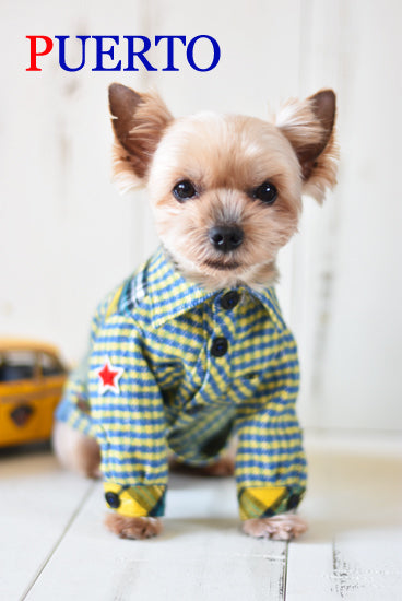 プエルト PUERTO デトロイトワッペンネルシャツ【小型犬 犬服 ウエア トップス シャツ セレブ 】