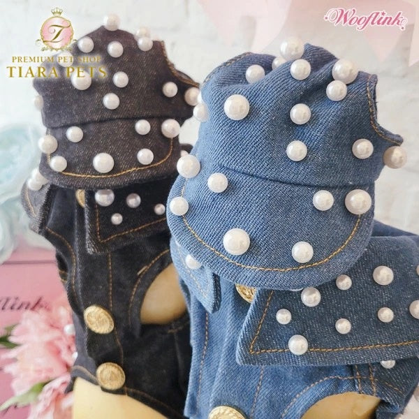 ウーフリンク WOOFLINK MY PEARL DENIM CAP【小型犬 犬服 ウエア 帽子 キャップ セレブ】
