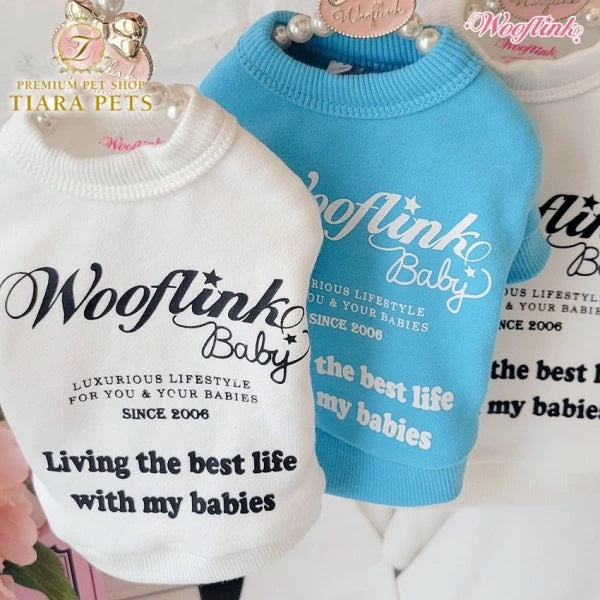 ウーフリンク WOOFLINK LIVING THE BEST LIFE WITH MY BABIES【小型犬 犬服 ウエア トップス スウェット パーカ セレブ】