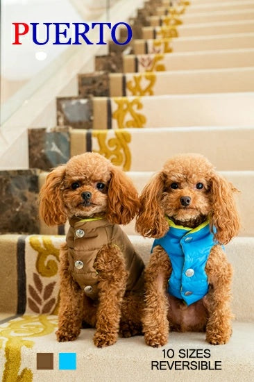 プエルト PUERTO クレミューリバーシブル ダウンベスト(0/1/1h)【小型犬 犬服 ウエア アウター 上着 コート セレブ】 送料無料